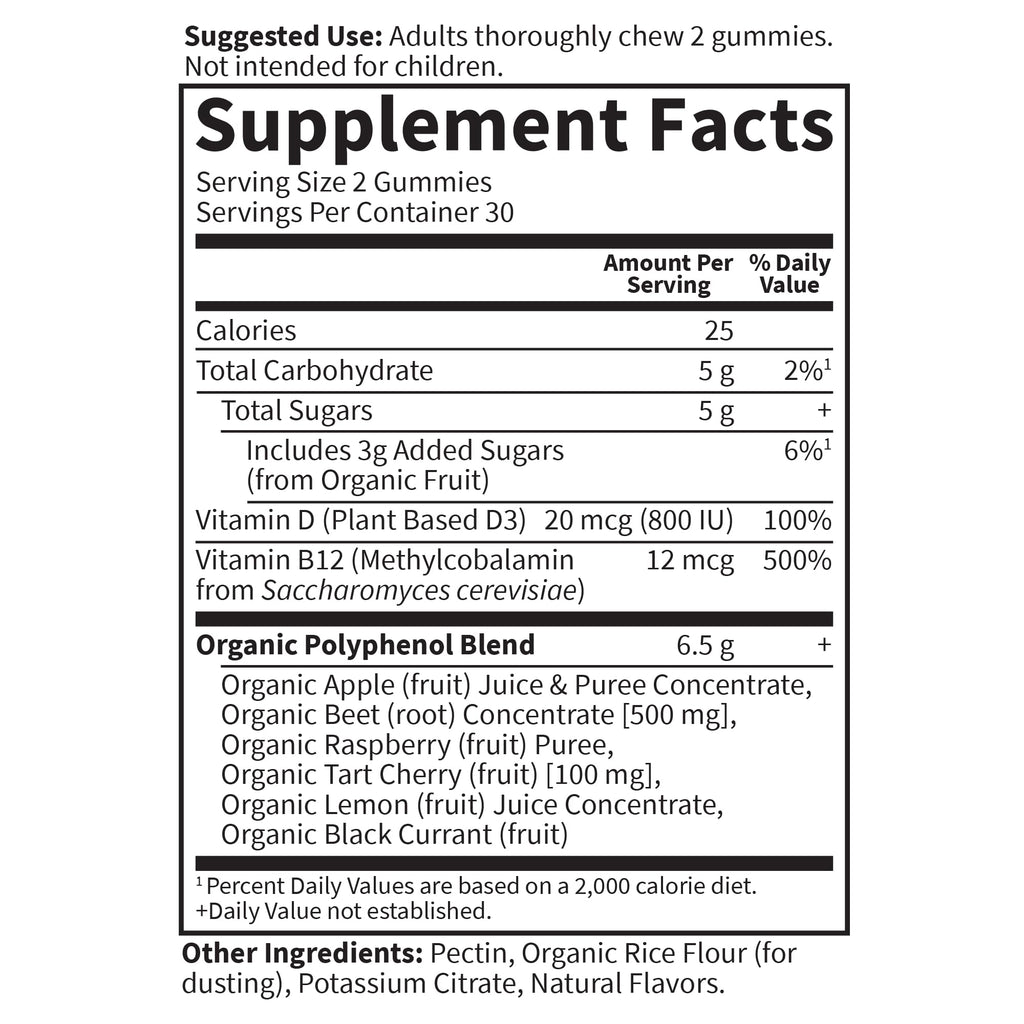 Organic Beet Gummies Raspberry Flavored 30 Servings A167702