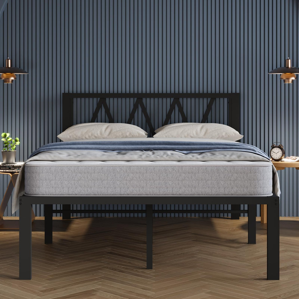 18 Inch Full Size Metal Platform Bed Frame with Headboard Z50467