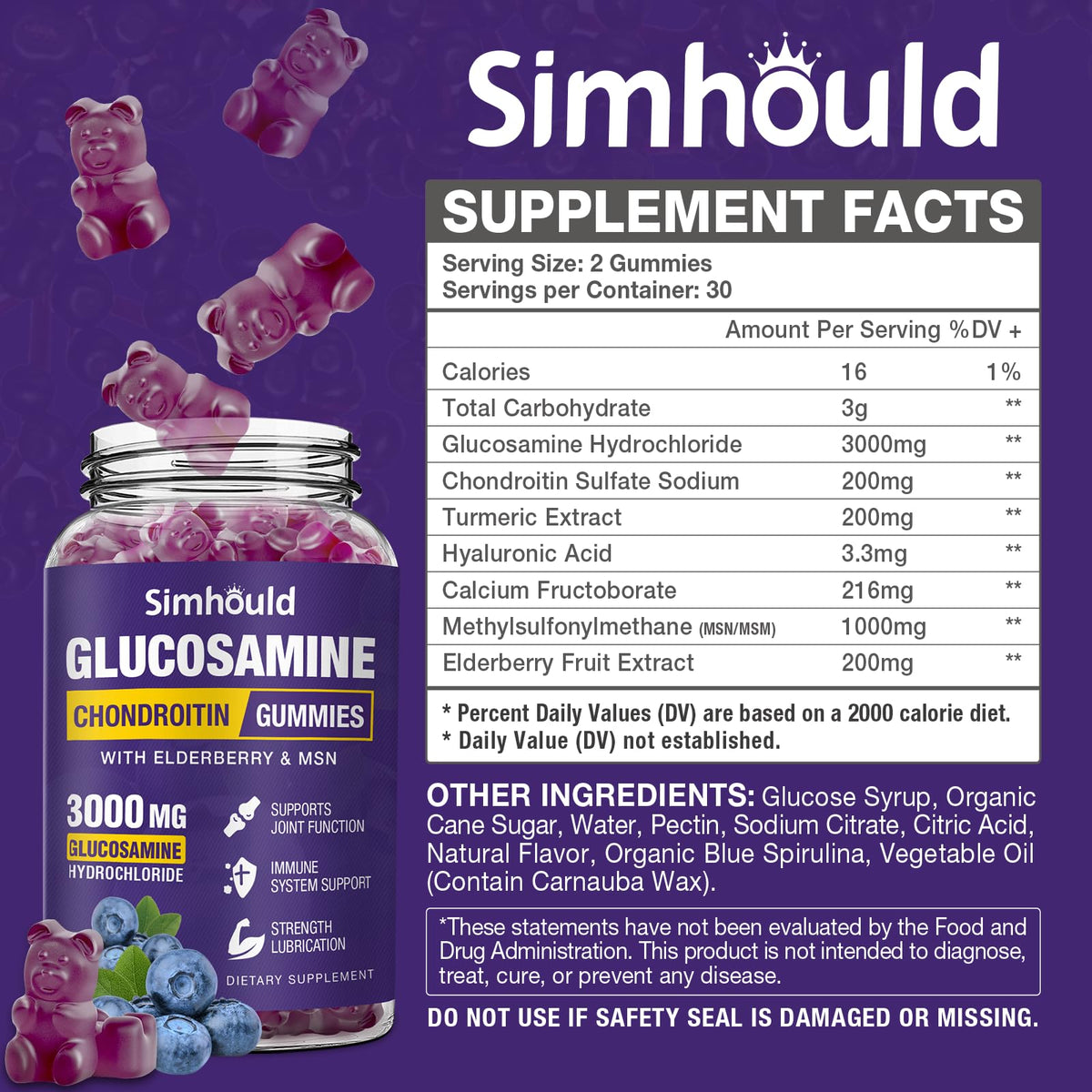 Glucosamine Chondroitin Gummies with MSM & Elderberry J7323