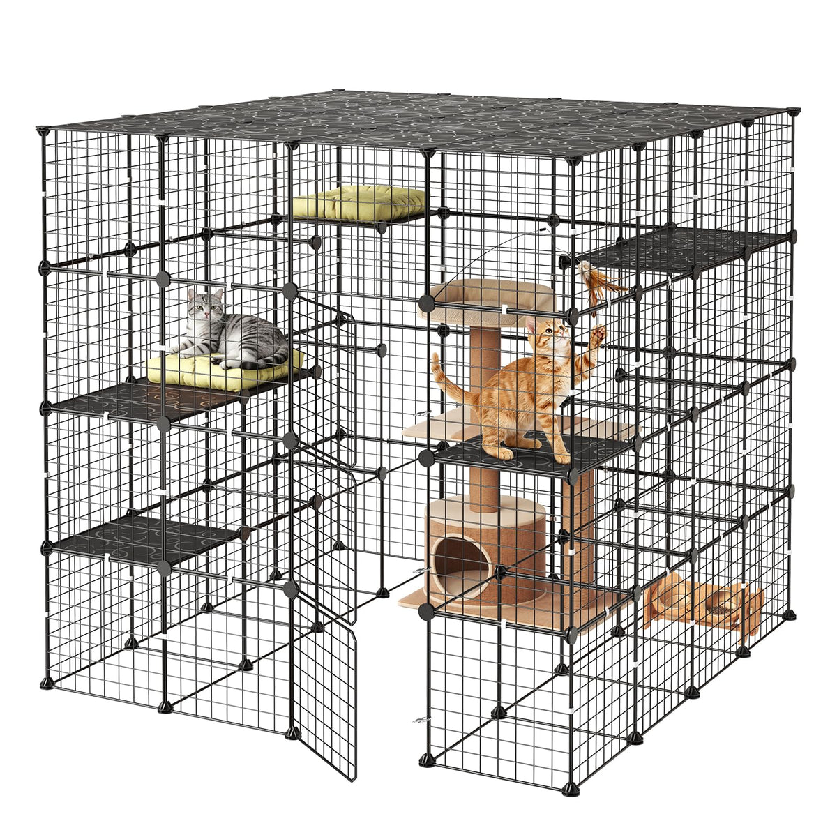 4-Tier Metal Wire Cat Cage with 3 Doors K95855