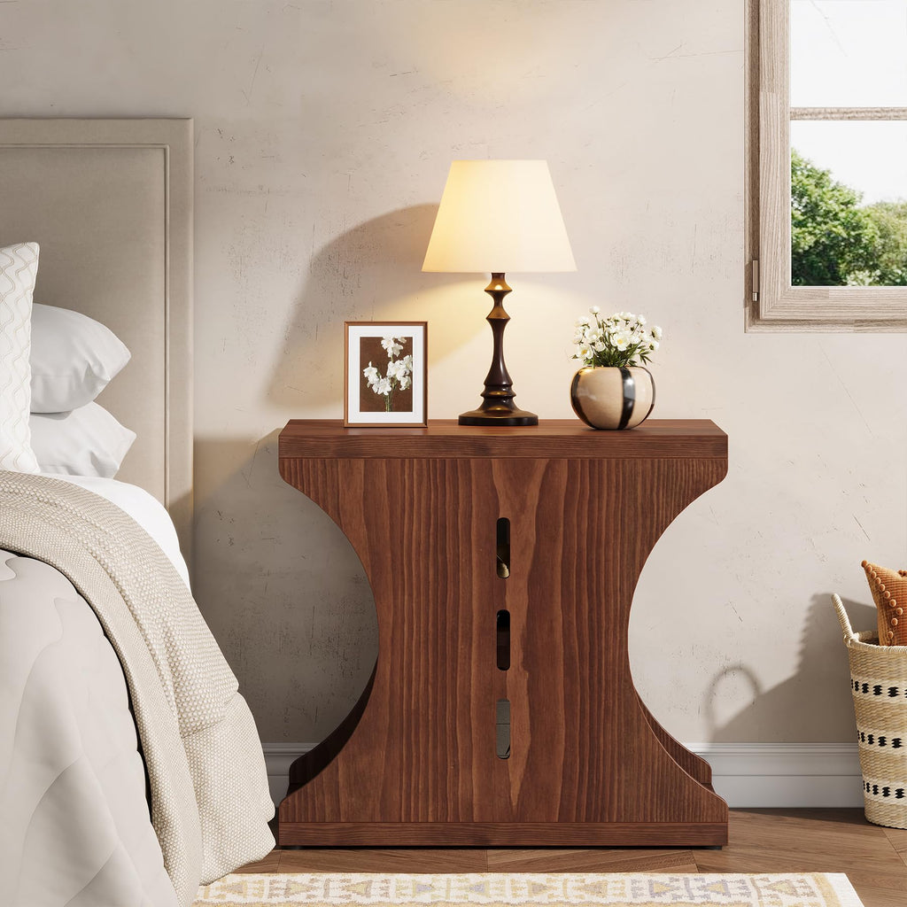 Brown Solid Wood Side End Table O83762