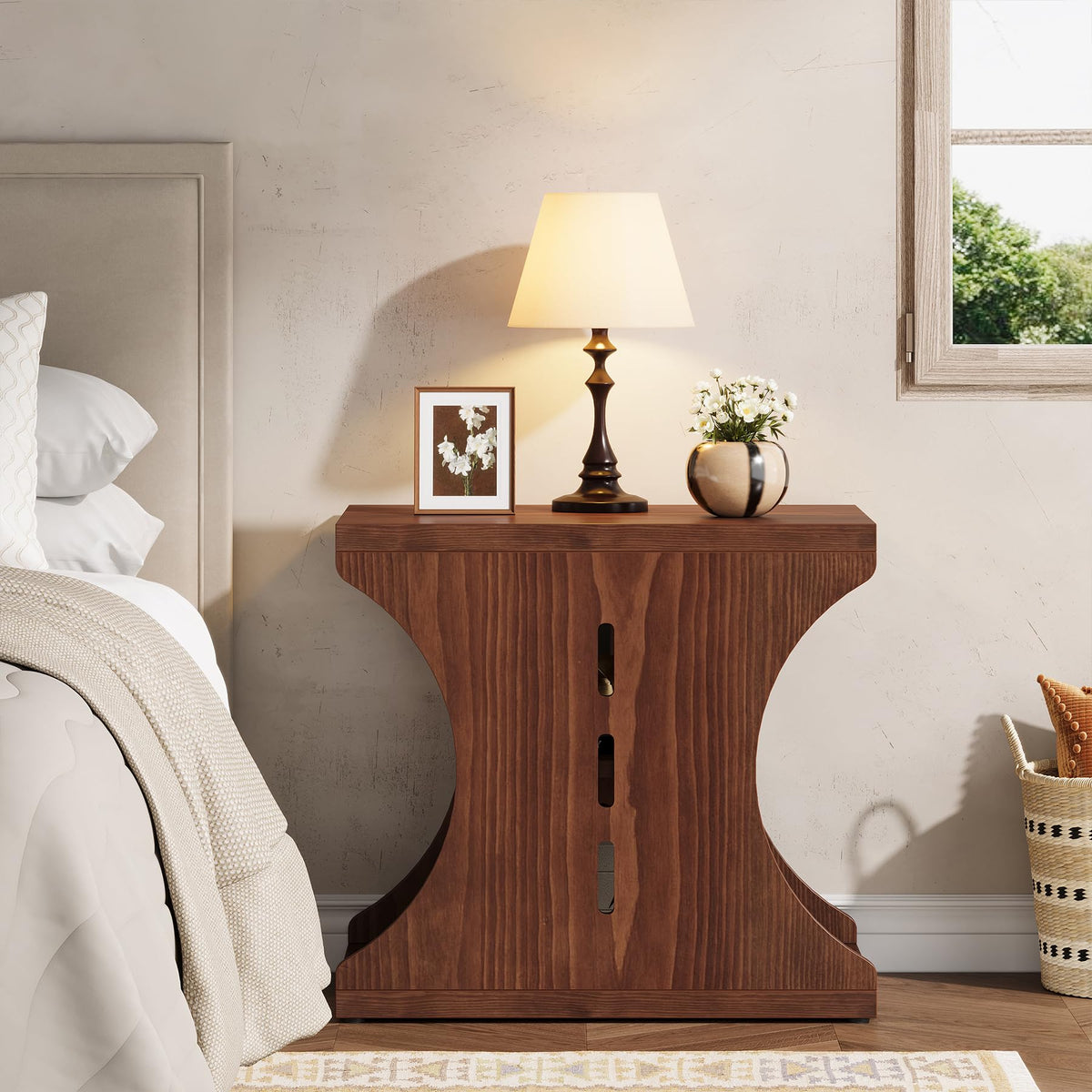 Brown Solid Wood Side End Table O83762