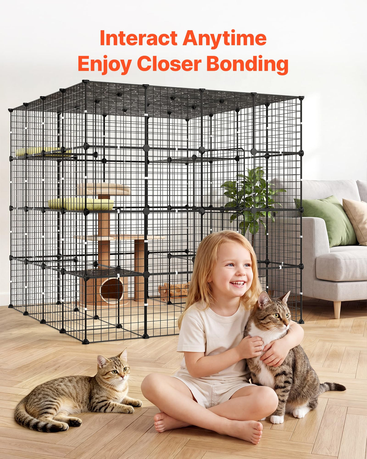 4-Tier Metal Wire Cat Cage with 3 Doors K95855