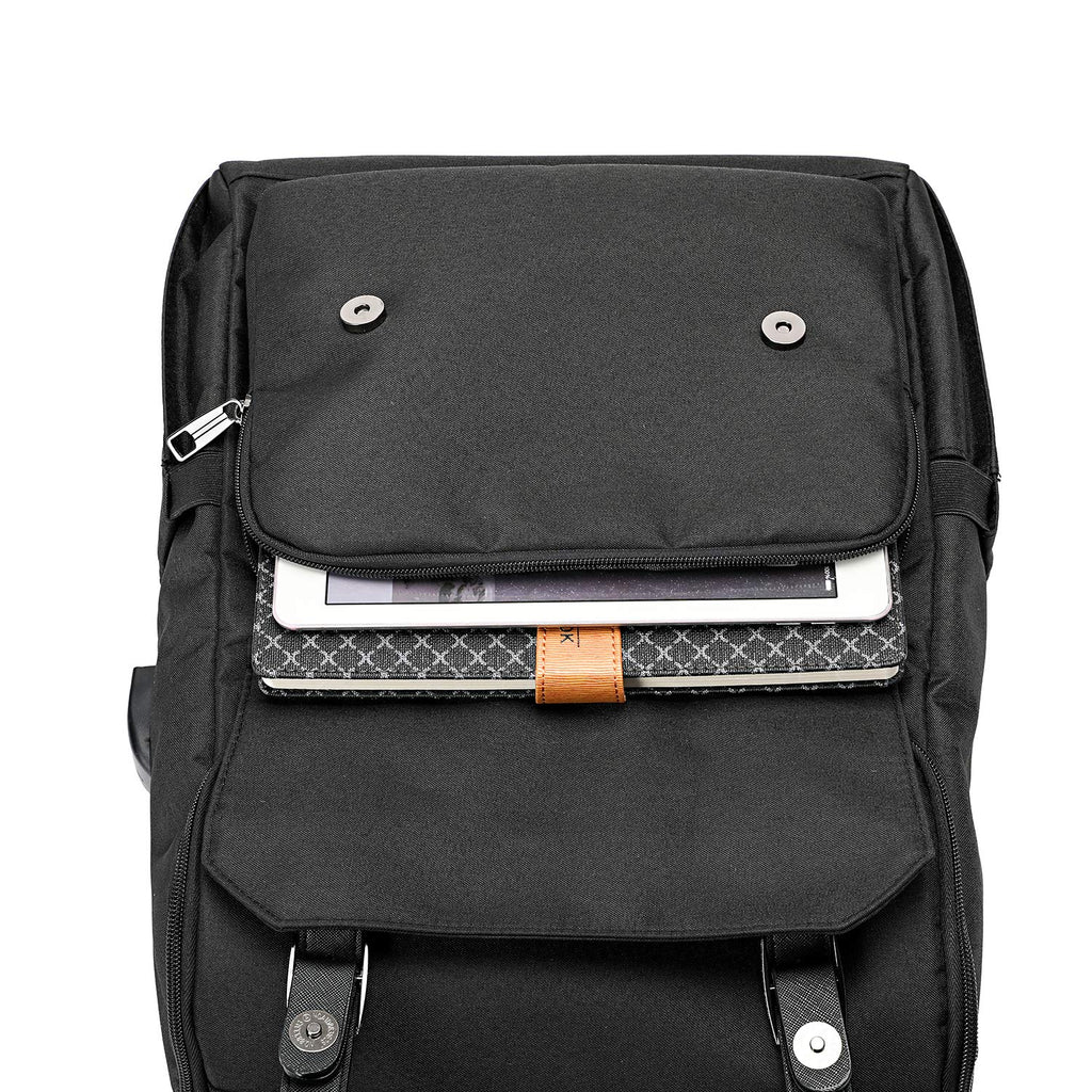 Vintage Laptop Backpack with USB Charging Port Fits 15.6 Inch Black C145