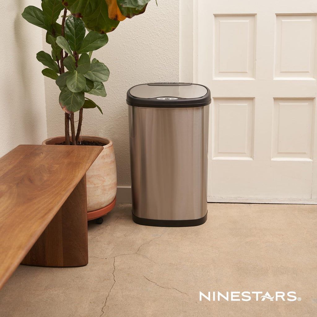 13 Gallon Oval Automatic Trash Can, 50L Stainless Steel D62291