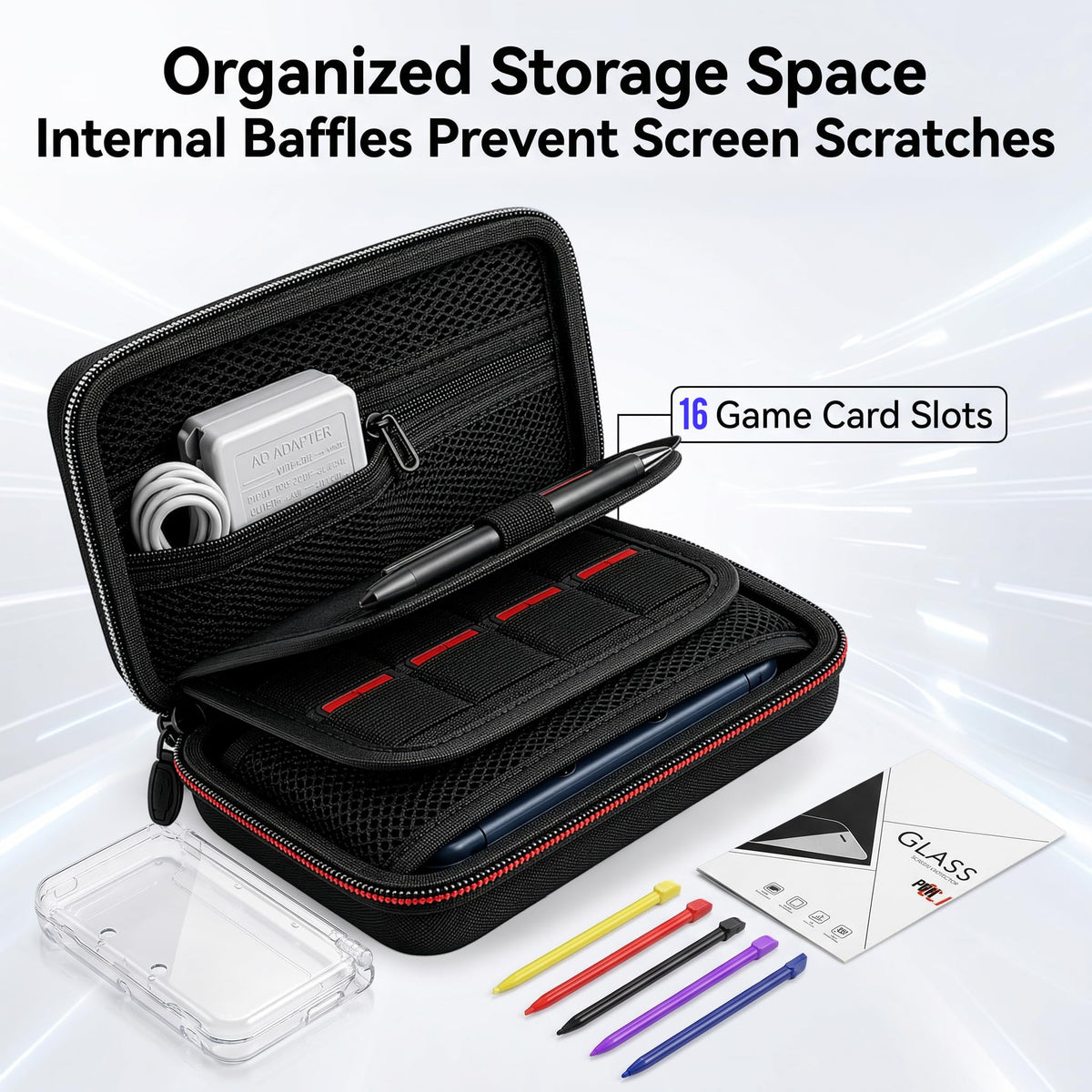 Carrying Case for New 3DS XL LL with Hard Shell and Charging Cable S254