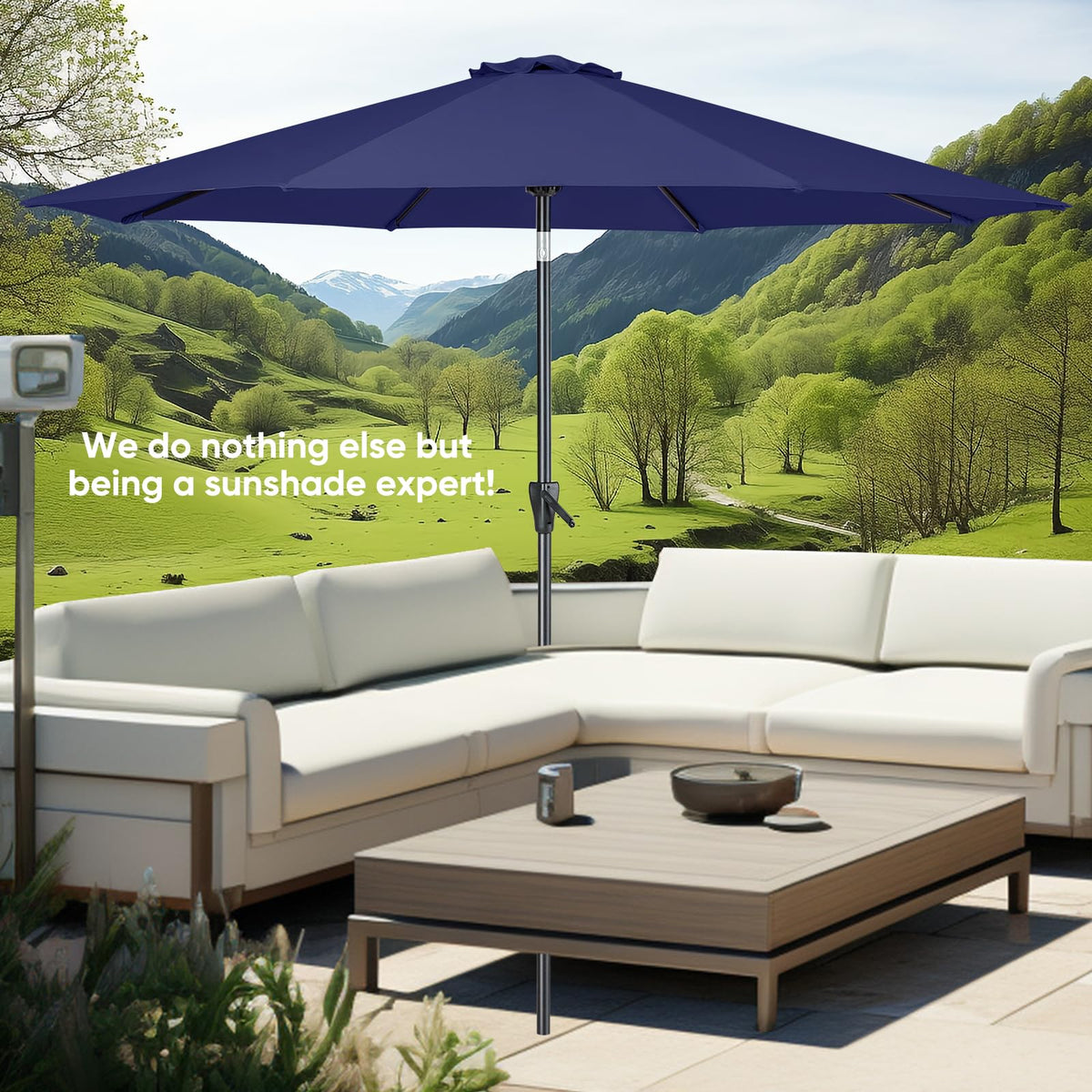 Patio Market Outdoor Table Umbrella with Push Button Tilt and Crank Z379585