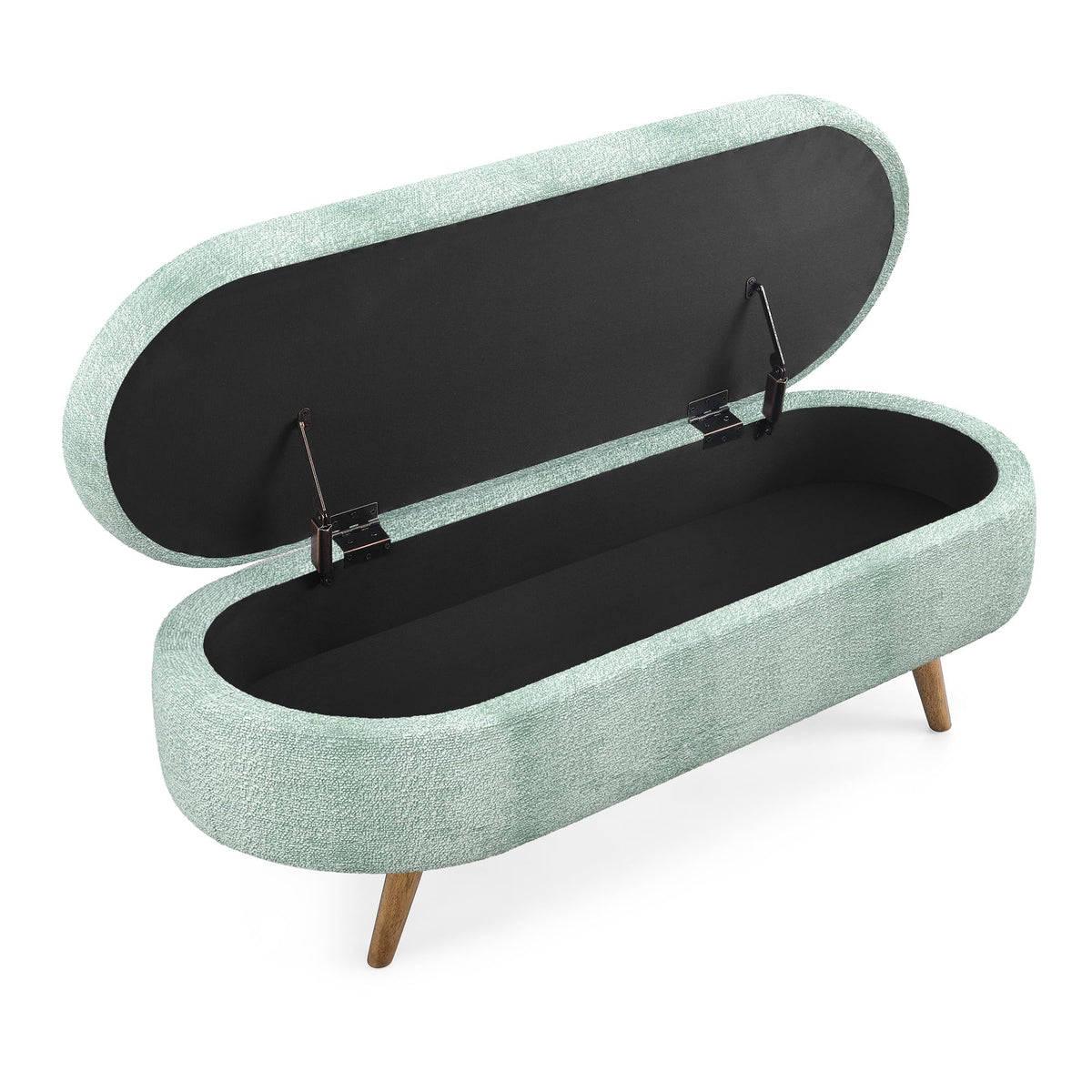 Oval Storage Bench with Rubber Wood Legs Gray I17154