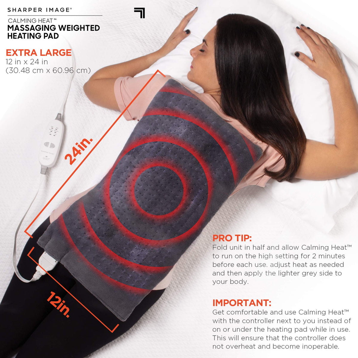 Weighted Heating Pad with 3 Heat 6 Massage Settings A167