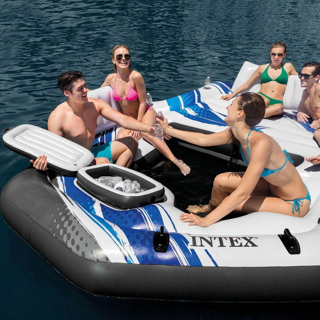 Blue 5-Person Inflatable Pool Island Raft W257579
