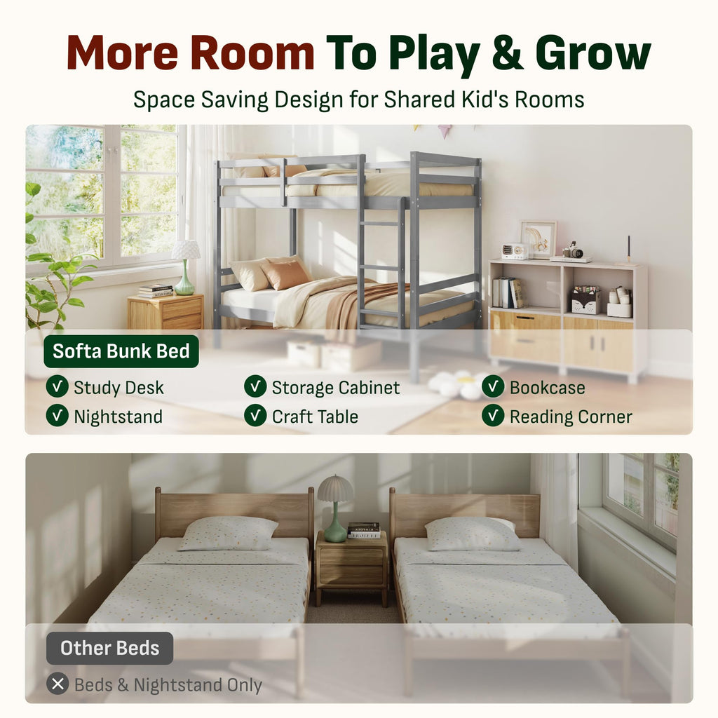 Twin Over Twin Solid Wood Bunk Bed S535
