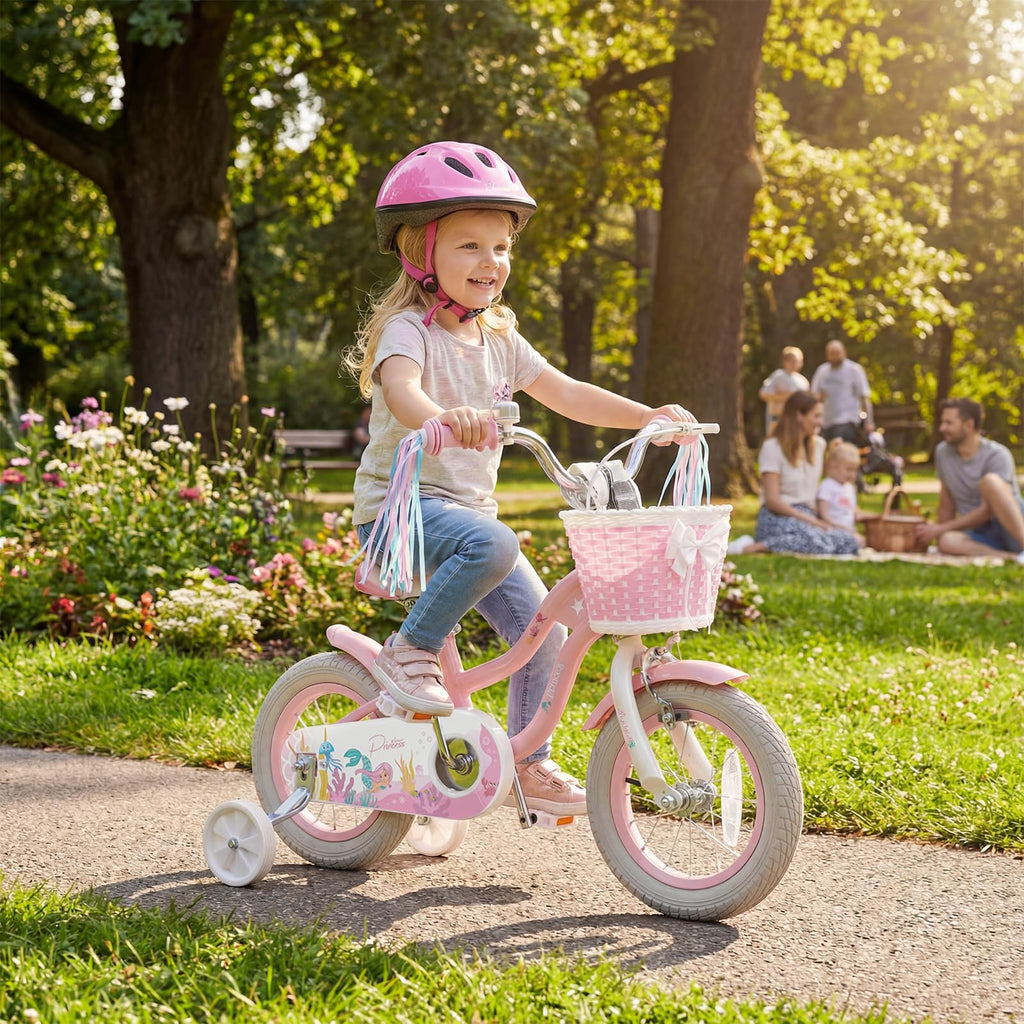 Kids Bike with Basket and Training Wheels Q3161