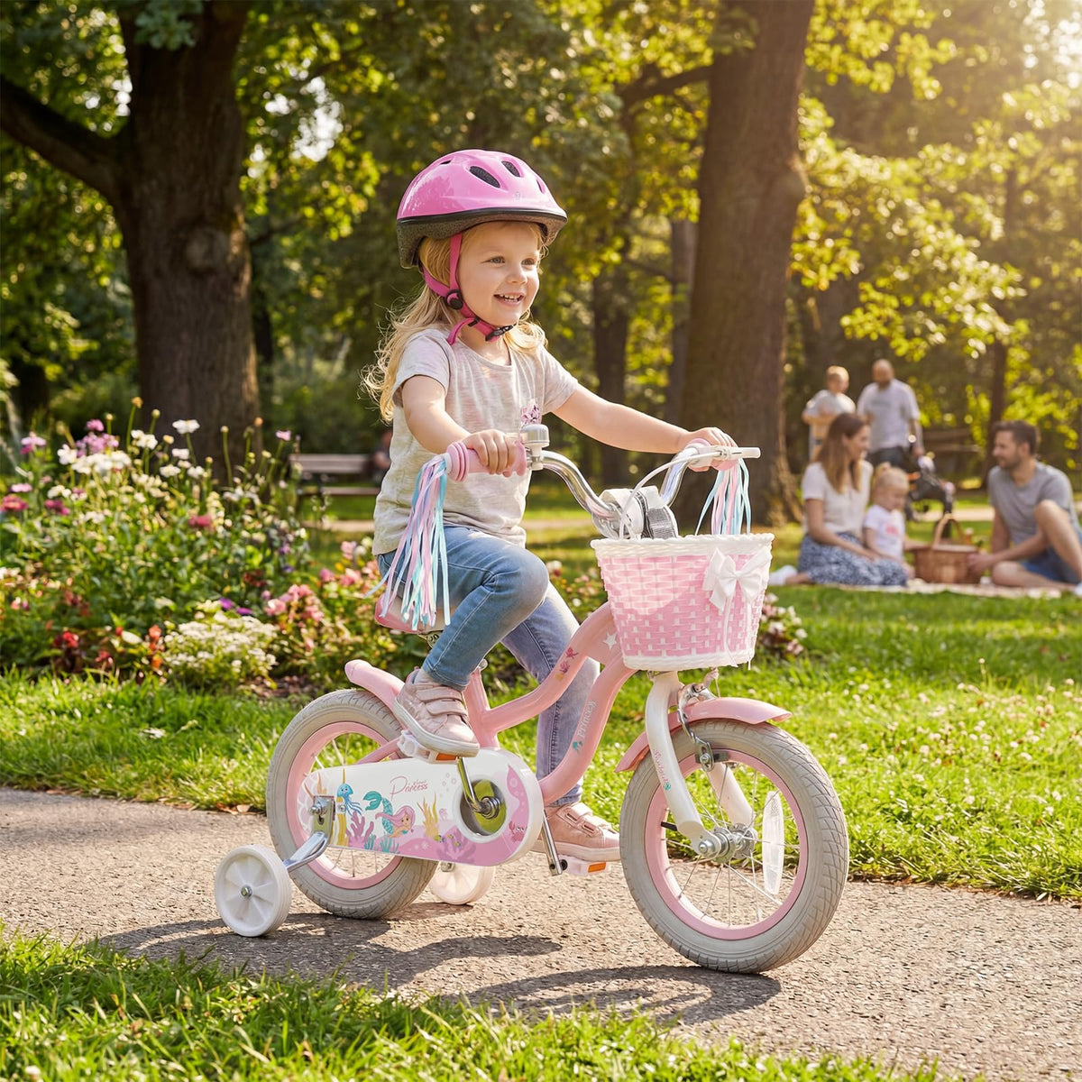 Kids Bike with Basket and Training Wheels Q3161