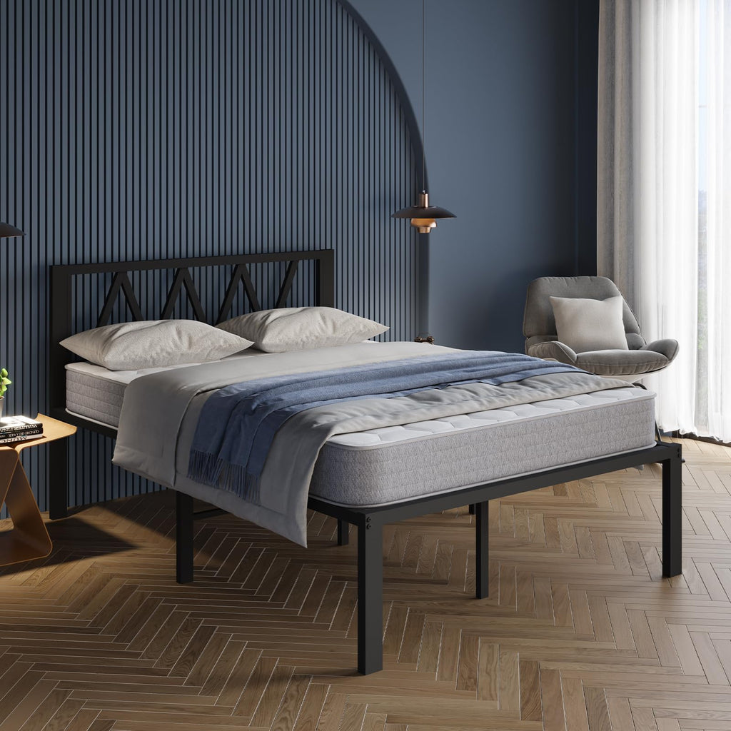 18 Inch Full Size Metal Platform Bed Frame with Headboard Z50467