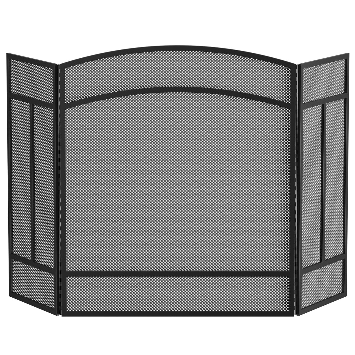 Black 3 Panel Wrought Iron Fireplace Screen V3635
