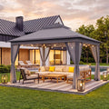 11x11 Pop Up Gazebo Canopy Tent with Mosquito Netting, Adjustable Height, Gray R45185
