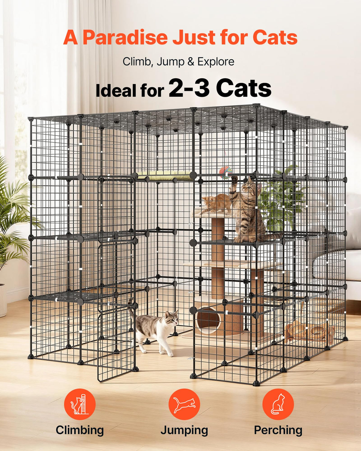 4-Tier Metal Wire Cat Cage with 3 Doors K95855