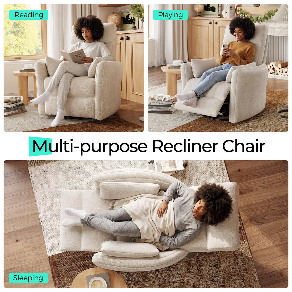 360 Swivel Chenille Recliner Chair with 2 Pillows M434