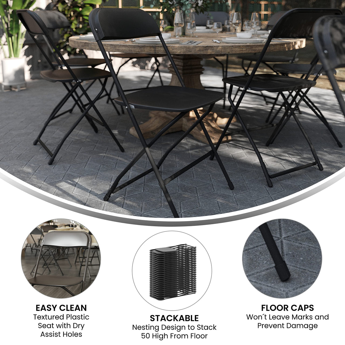 Black Plastic Folding Chair 10-Pack S745495