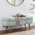 Oval Storage Bench with Rubber Wood Legs Gray I17154