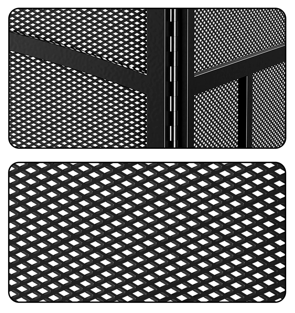 Black 3 Panel Wrought Iron Fireplace Screen V3635