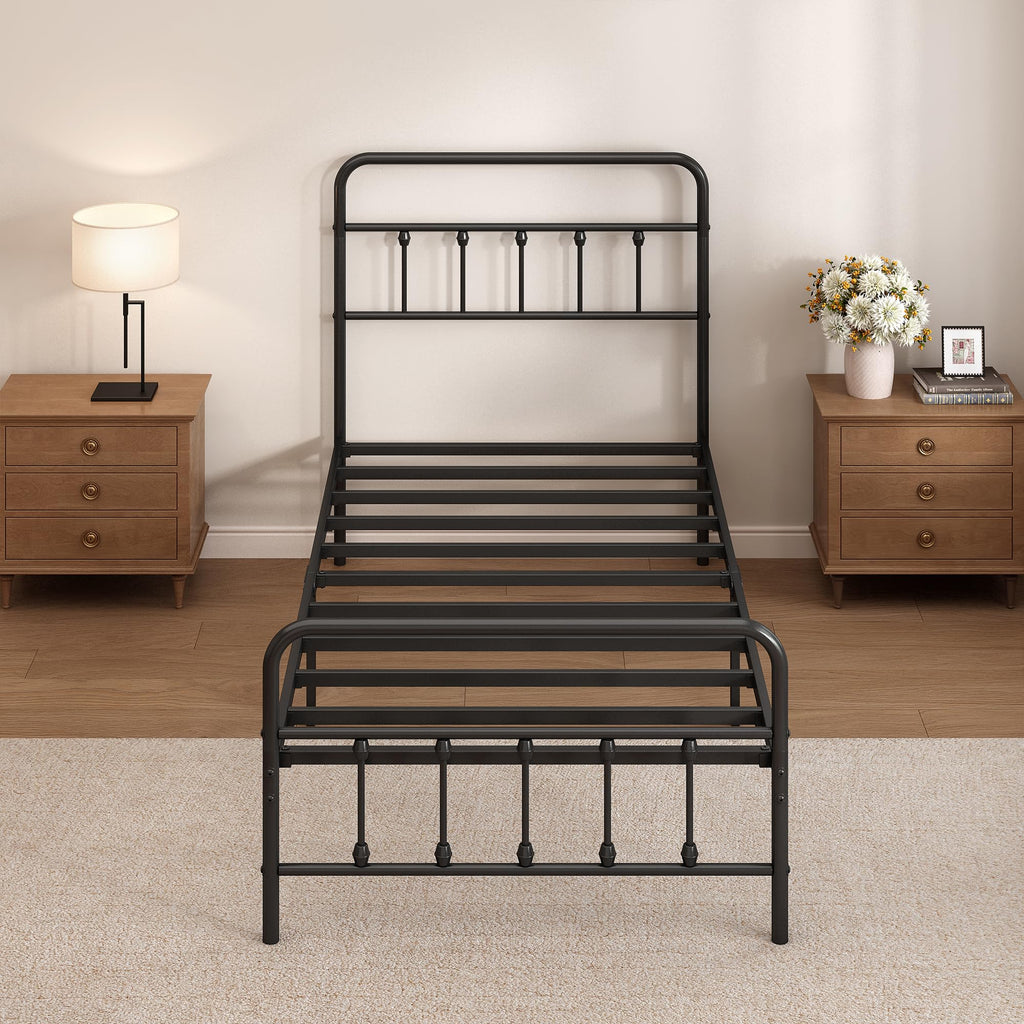 Twin Size Metal Bed Frame with Headboard and Footboard R362226