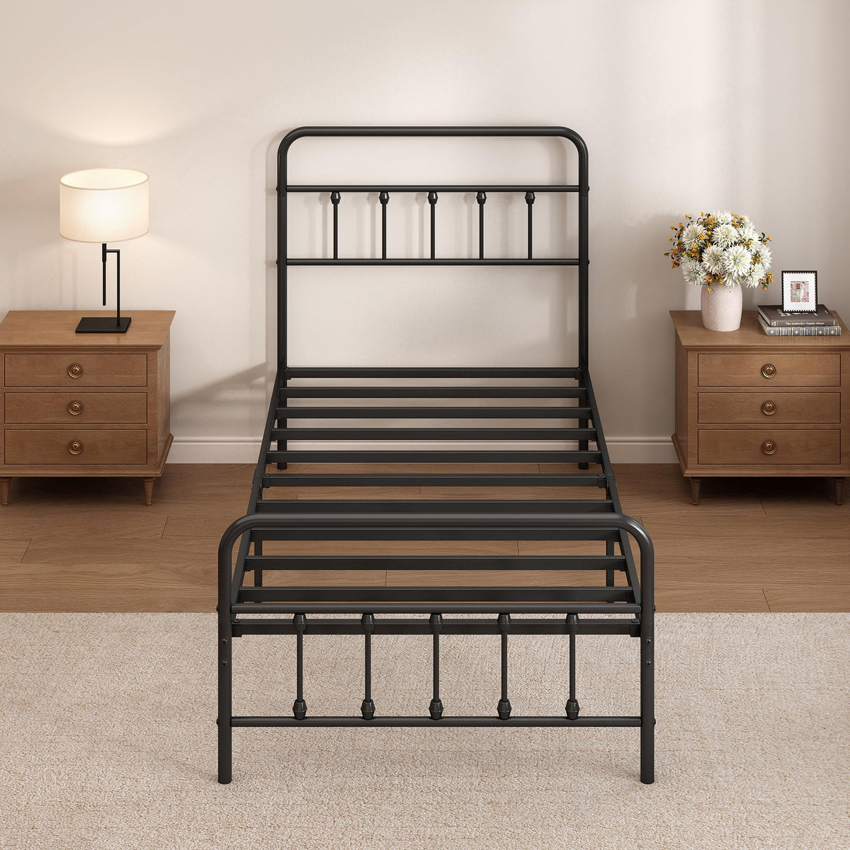 Twin Size Metal Bed Frame with Headboard and Footboard R362226