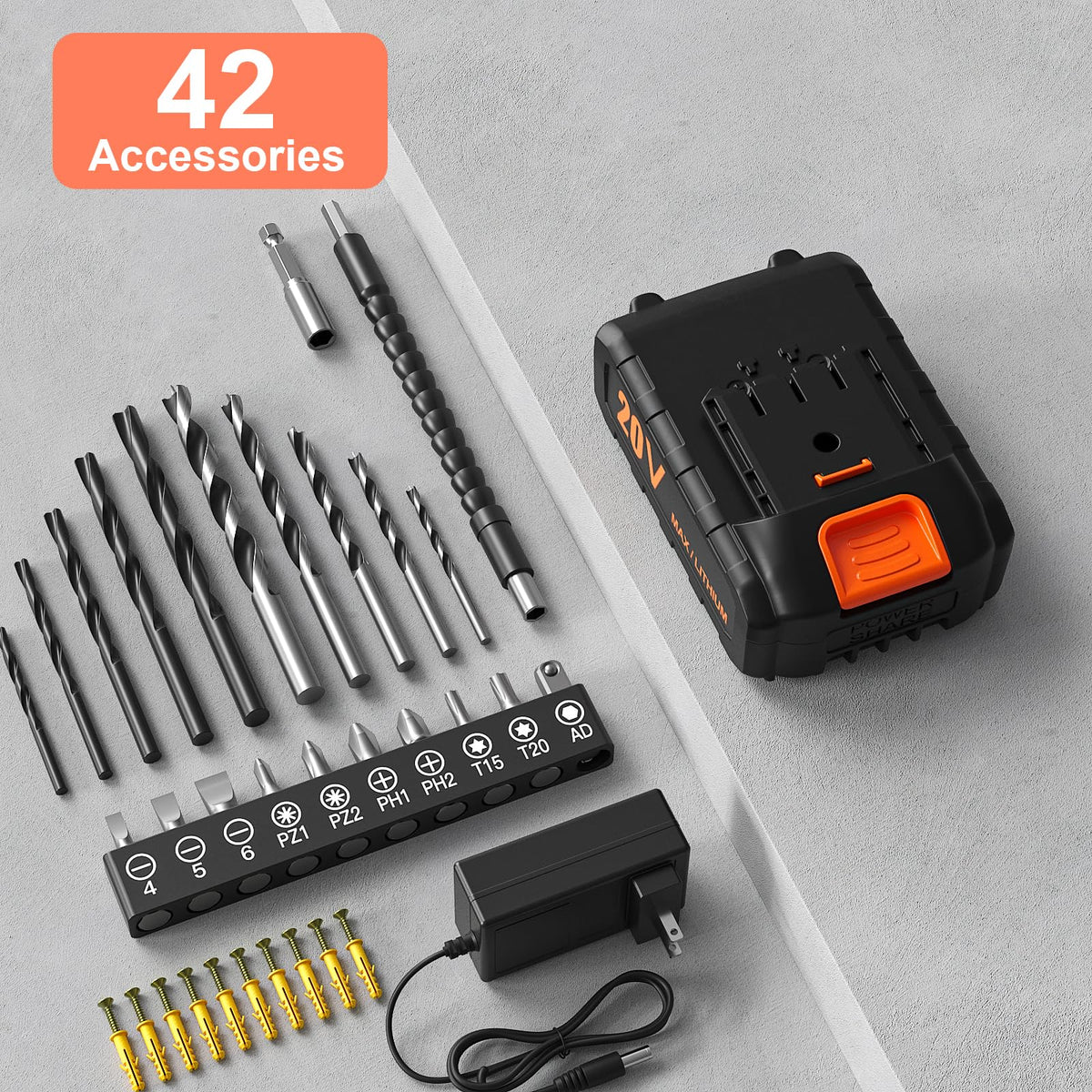Cordless Drill Set 20V with 2.0Ah Power Pack and Charger Q99556