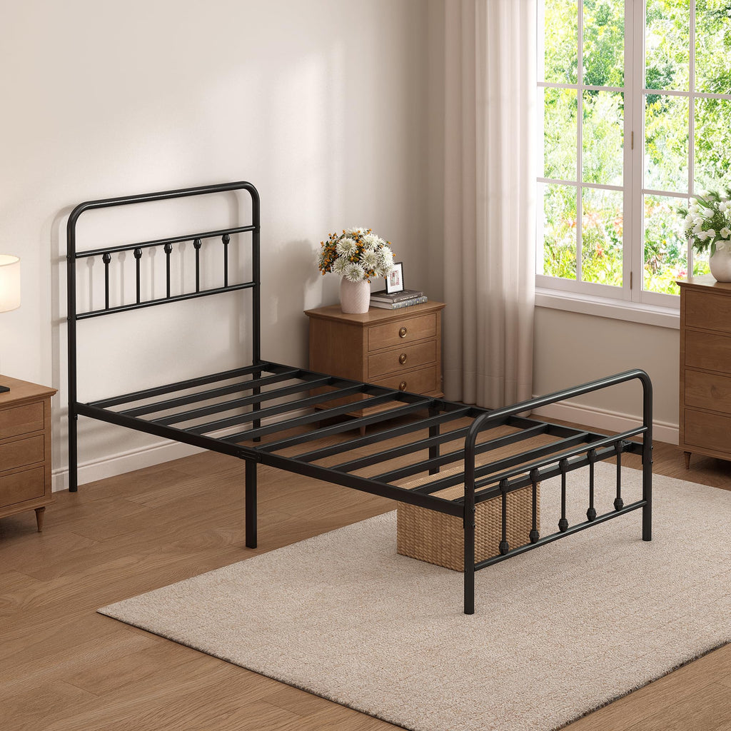 Twin Size Metal Bed Frame with Headboard and Footboard R362226